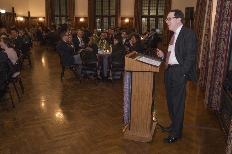 Dean Michael Schill toasts the class of 2015. 