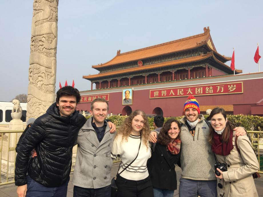 Each of the trips also included opportunities to engage in local culture and see important sights. Here, students are shown outside the gates to the Forbidden City.