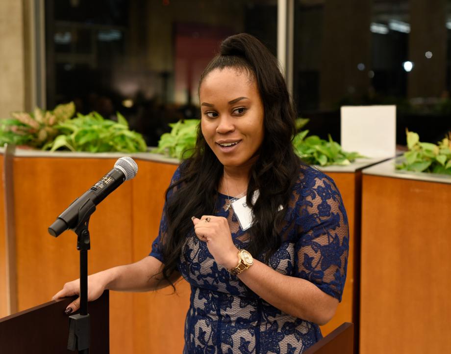 BLSA President Amiri Lampley, '20, offering closing remarks.