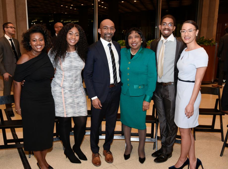 Last year's planning committee with Judge Donald. From left:  Kimberly Waters, Ngozi Osuji, Daniel Abebe (a professor and the deputy provost), Donald, Andre Washington, and Laurel Hattix.