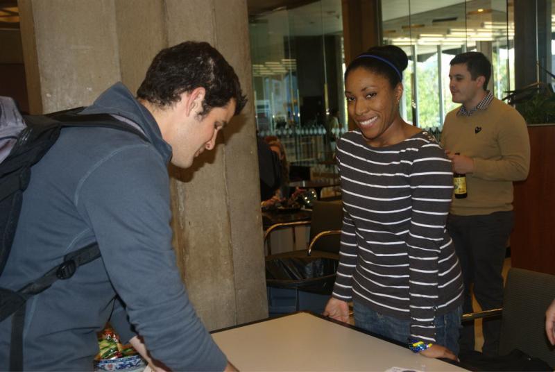 Student organizations set up information tables in the Green Lounge. 