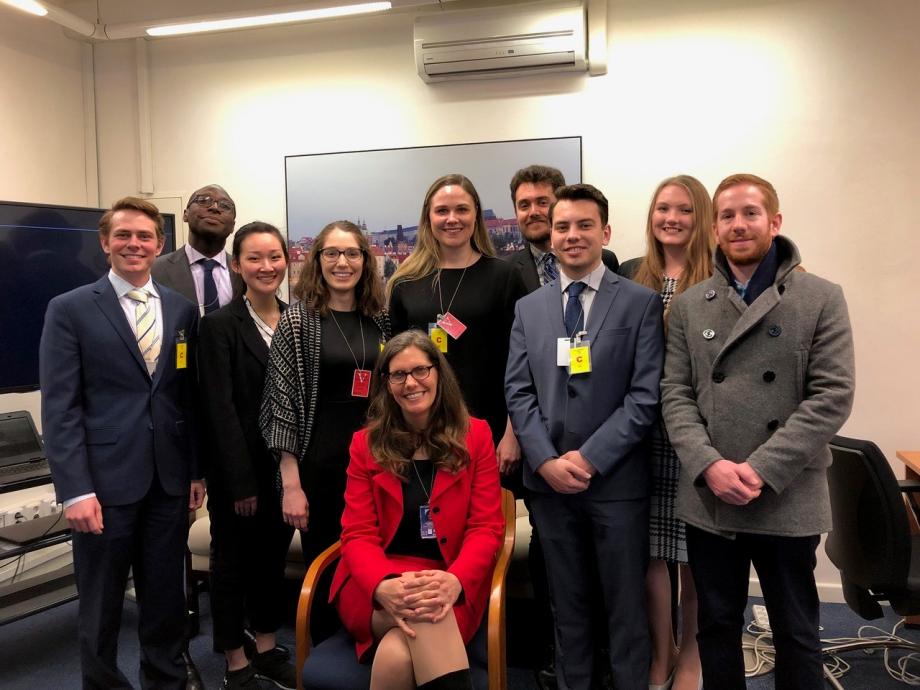 In Prague, they visited the US Embassy and met with Commercial Counselor Christina Sharkey.