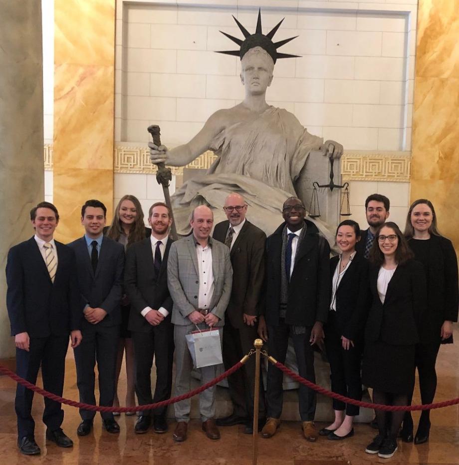 Another group visited Hungary and the Czech Republic. Here, they are shown at the Constitutional Court of Hungary, where we listened to a presentation on the court’s structure and past cases.