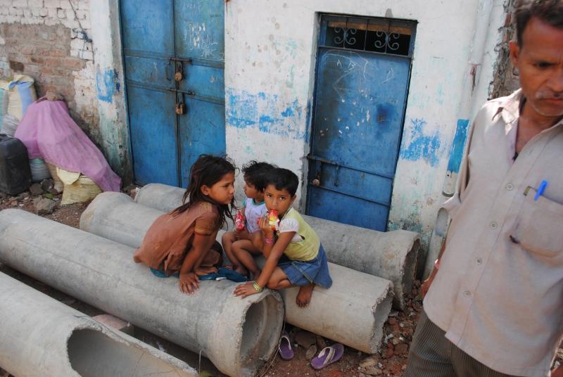 These children played in one of the Delhi slums. 