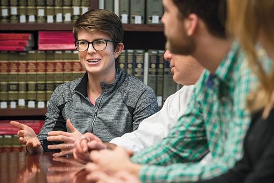 Alexandra Waleko, '17, speaks during a clinic meeting.