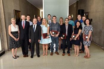 Doctoroff Program students with Executive Director Robin Ross, Dean Thomas J. Miles, and Faculty Director Douglas Baird.