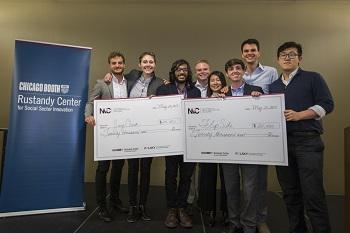 Two Law School-affiliated teams, JuryCheck (left) and Flipside, tied for second place in the 2017 Social New Ventuire Challenge.