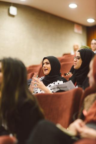 a student asks a question during one of the sessions