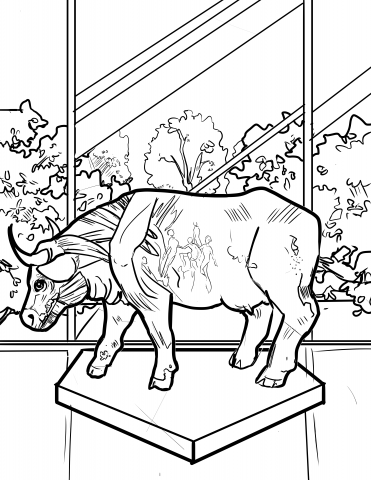 Line drawing of a cow
