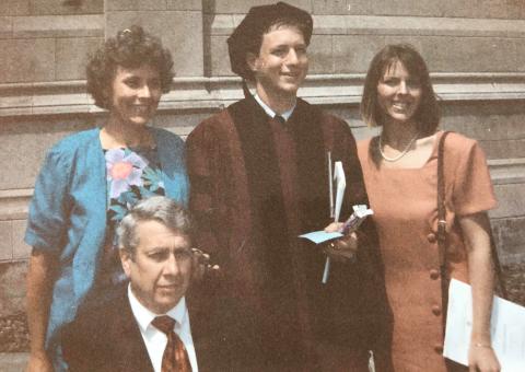 Greg Mayer, '93, with his wife and her parents on his Law School graduation day. 