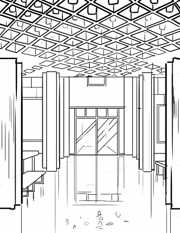 Line drawing of the Green Lounge