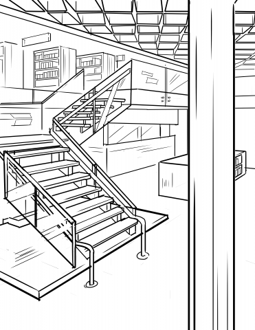 Line drawing of library