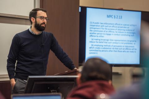 Professor Rappaport teaches in a classroom