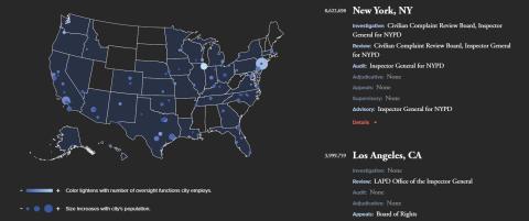 Cities with police oversight functions