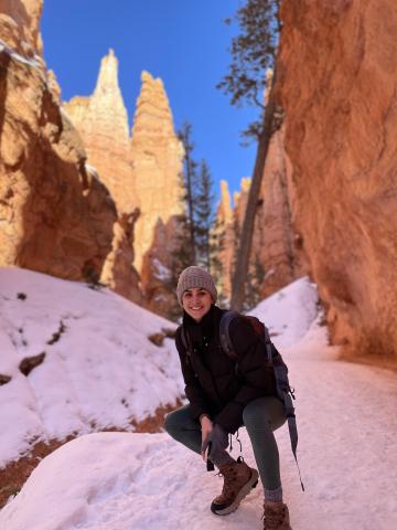Megan Cistulli hiking in snow