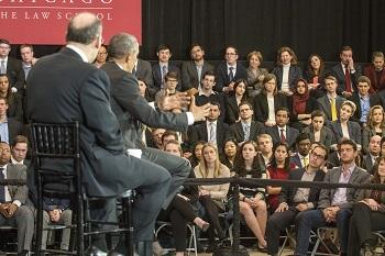 Douglas Hallward-Driemeier addresses an audience of law students