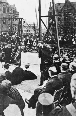 Outdoor ceremony for laying of the cornerstone