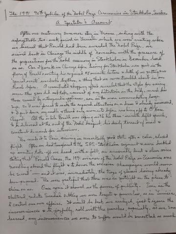 The first page of Marian Coase's account. Source: Coase, Ronald H. Papers, [Box 1, Folder 22], SCRC, UChicago Library.