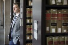 Professor Anthony Casey in the D'Angelo Library stacks