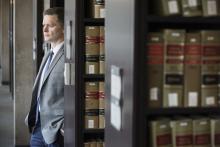 Professor Anthony Casey in the D'Angelo Library stacks