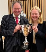 Elisabeth Snyder with Moot Court trophy