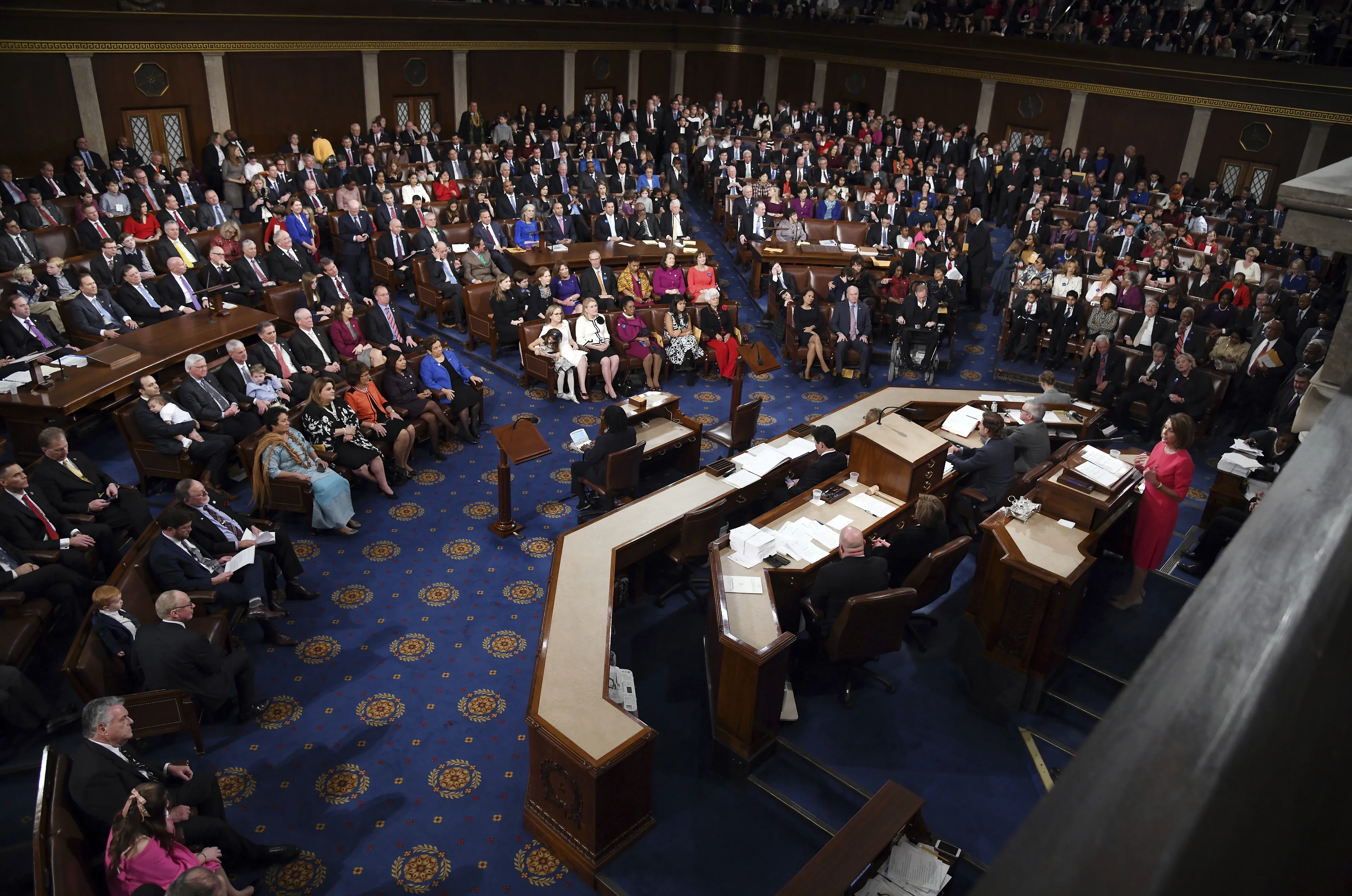 New elected Speaker of the House Nancy Pelosi speaks during the 116th Congress on the floor of the US House of Representatives at the US Capitol on January 3, 2019