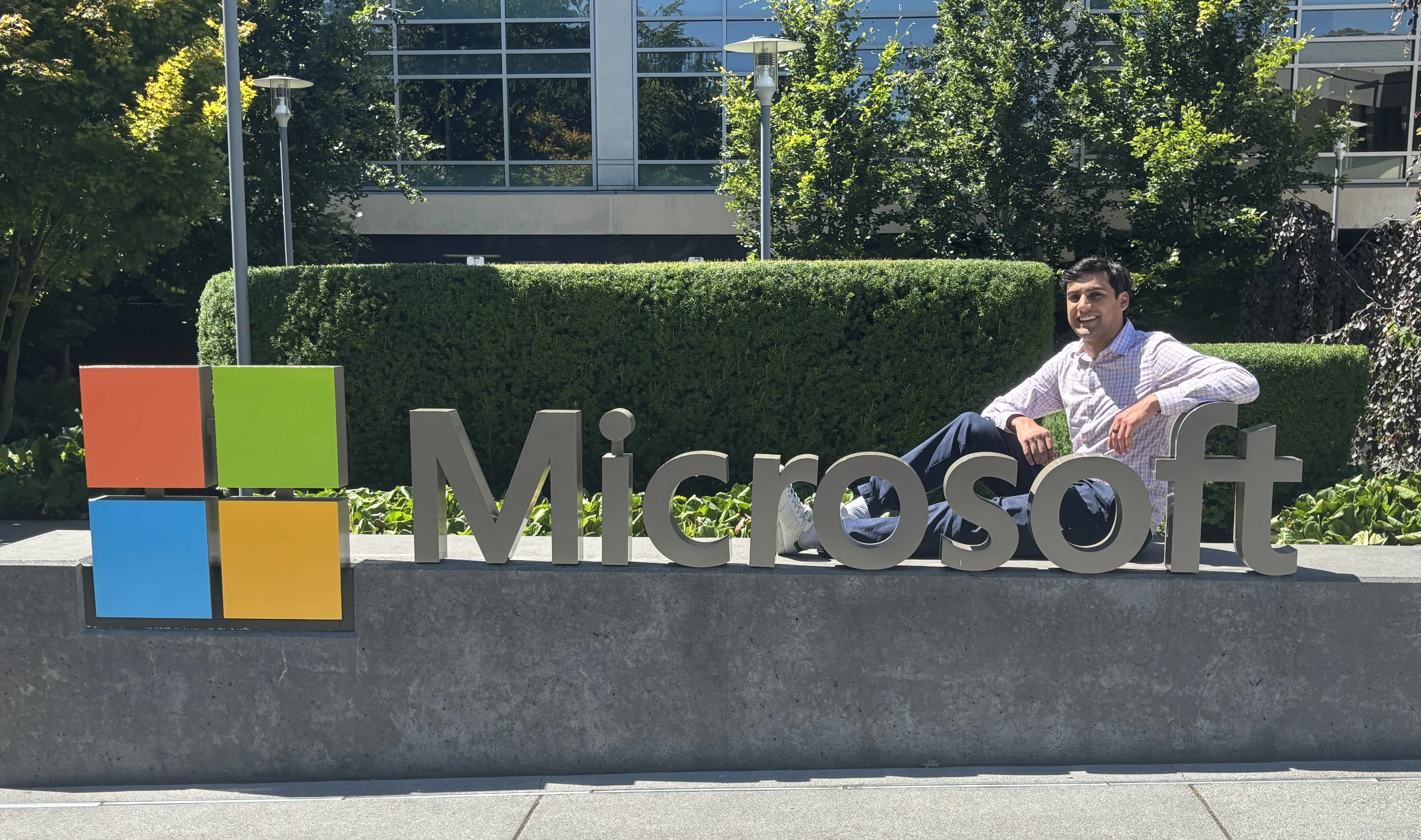 Jordan Chernoff by Microsoft sign