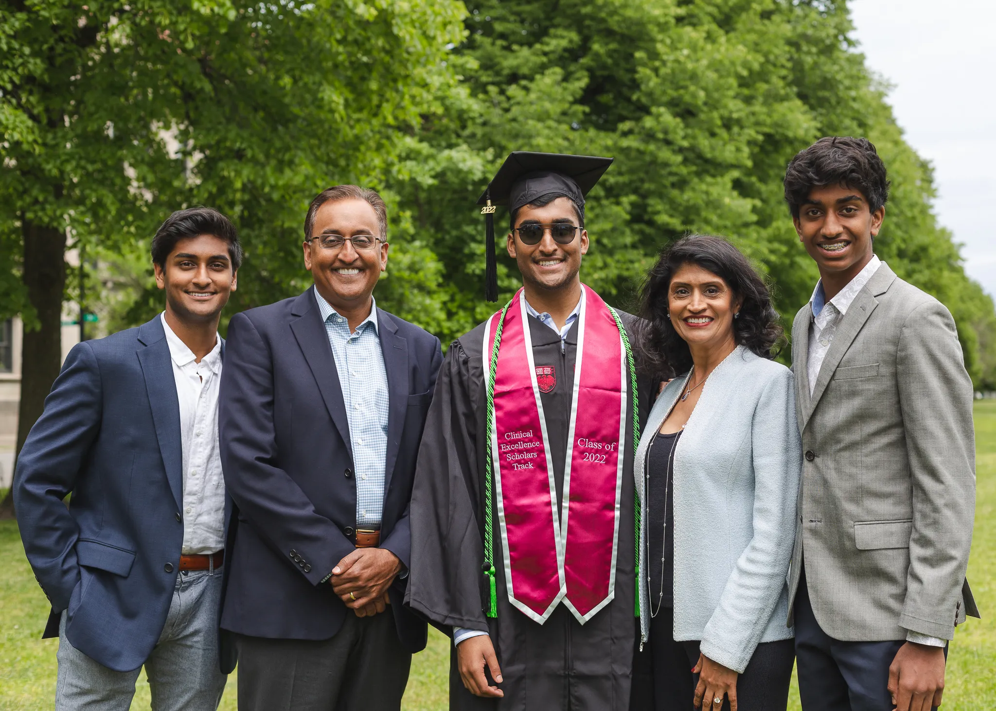 Prasad with his family; 5 people total